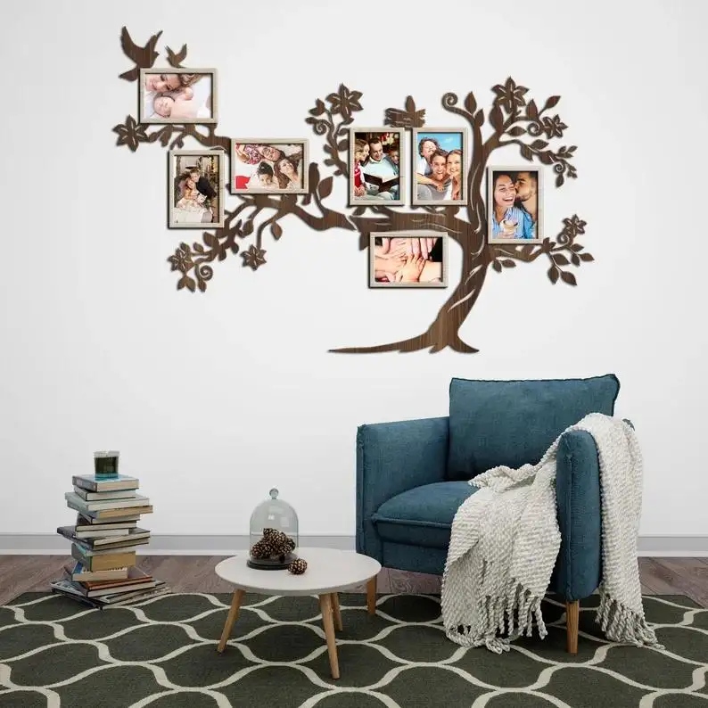 الأسرة شجرة جدار أشكال فنية من الخشب خشبية الأسرة شجرة جدار الفن إطارات الصور ل جدار مجموعة
