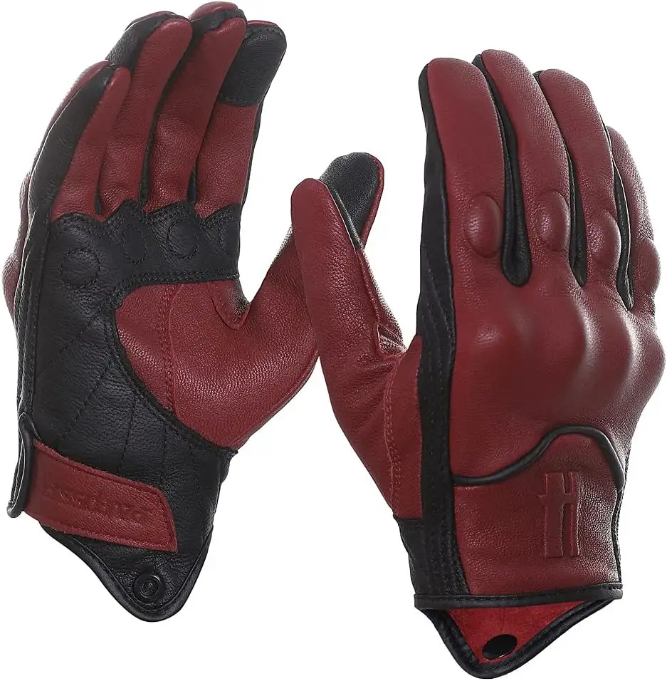 Guantes de Cuero para Motocicleta de Carreras, Manoplas de Dedo Completo para Bicicleta de Montaña