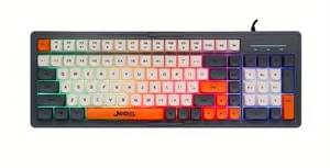 Teclado de membrana de iluminación con cable Jedel, tecla de 3 colores, función Multimedia, interruptor de eje rojo en idioma inglés para Gamer - Product Image 2