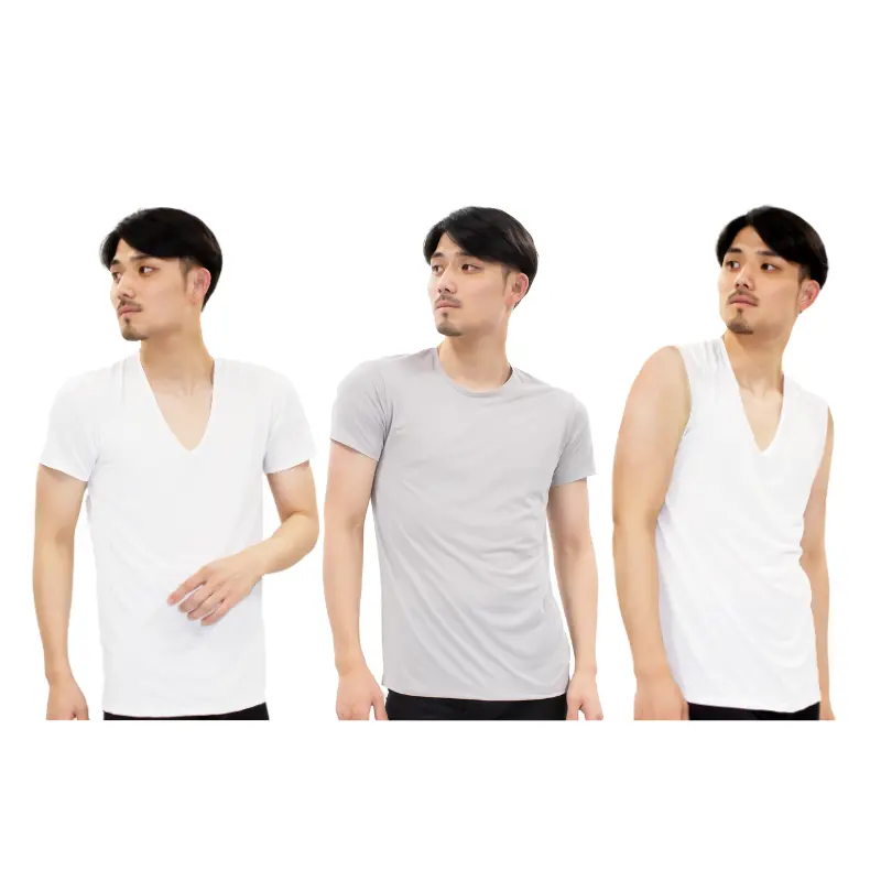 Camiseta sin mangas con cuello en V para hombre de diseñador personalizado japonés recortada