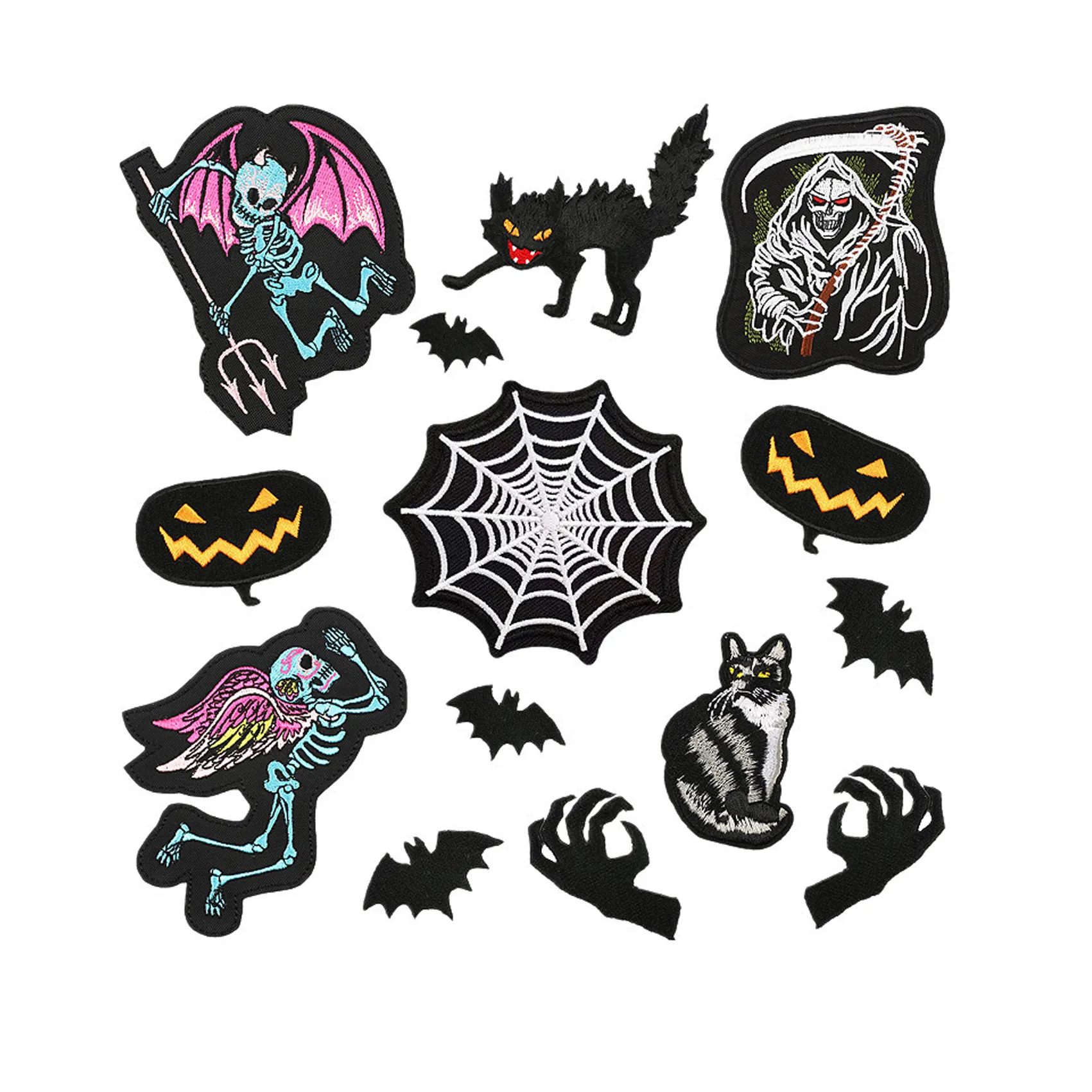 Parches bordados de personaje de bruja de Halloween, niños aterradores, apliques para coser/planchar para ropa, chaquetas, mochila, sombrero