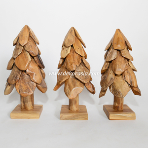 Tik ahşap kapı noel ağacı noel ağacı süslemeleri için doğal ahşap ladin dekoratif standı - Product Image 6
