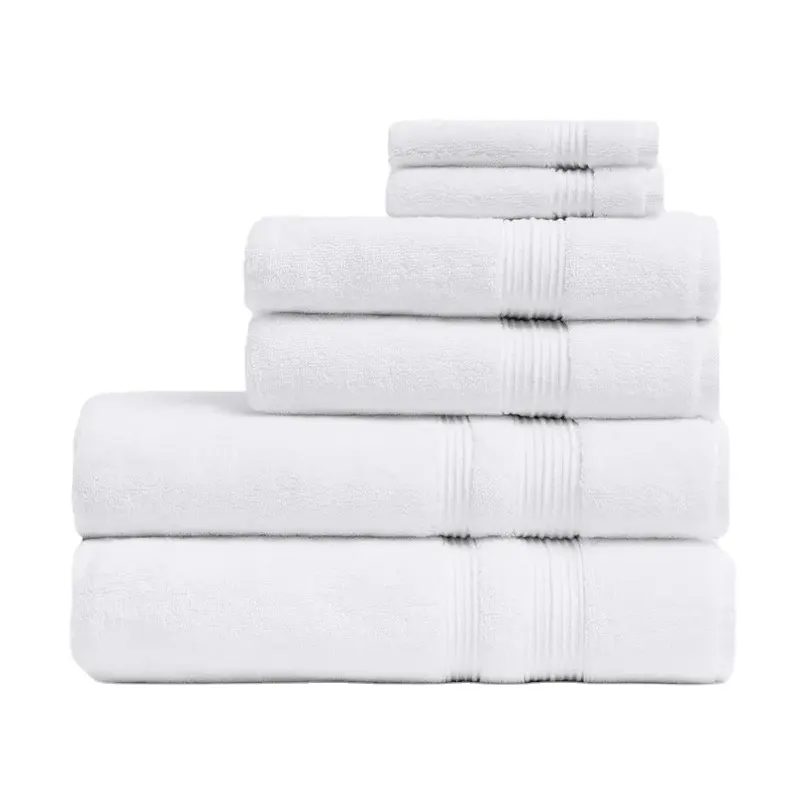 Lüks otel özelleştirilmiş işlemeli banyo havlusu 100% pamuk Terry otel koleksiyonu el havluları 100% pamuk beyaz