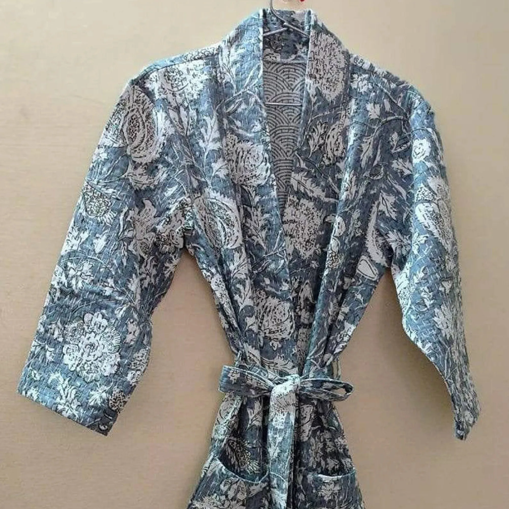 Kualitas Premium terbaik motif bunga pakaian tidur Maxi Dress jubah mandi etnik pantai musim panas wanita Kimono panjang