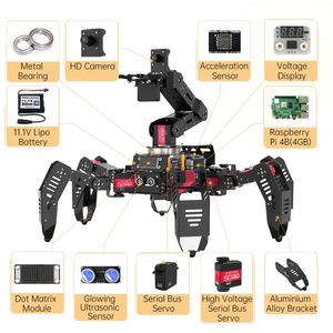 SpiderPi Pro Hexapod Robot Smart Robot with AI Robotic Arm Powered by Board for <strong>Raspberry</strong> <strong>Pi</strong> 4B 4GB - Product Image 3