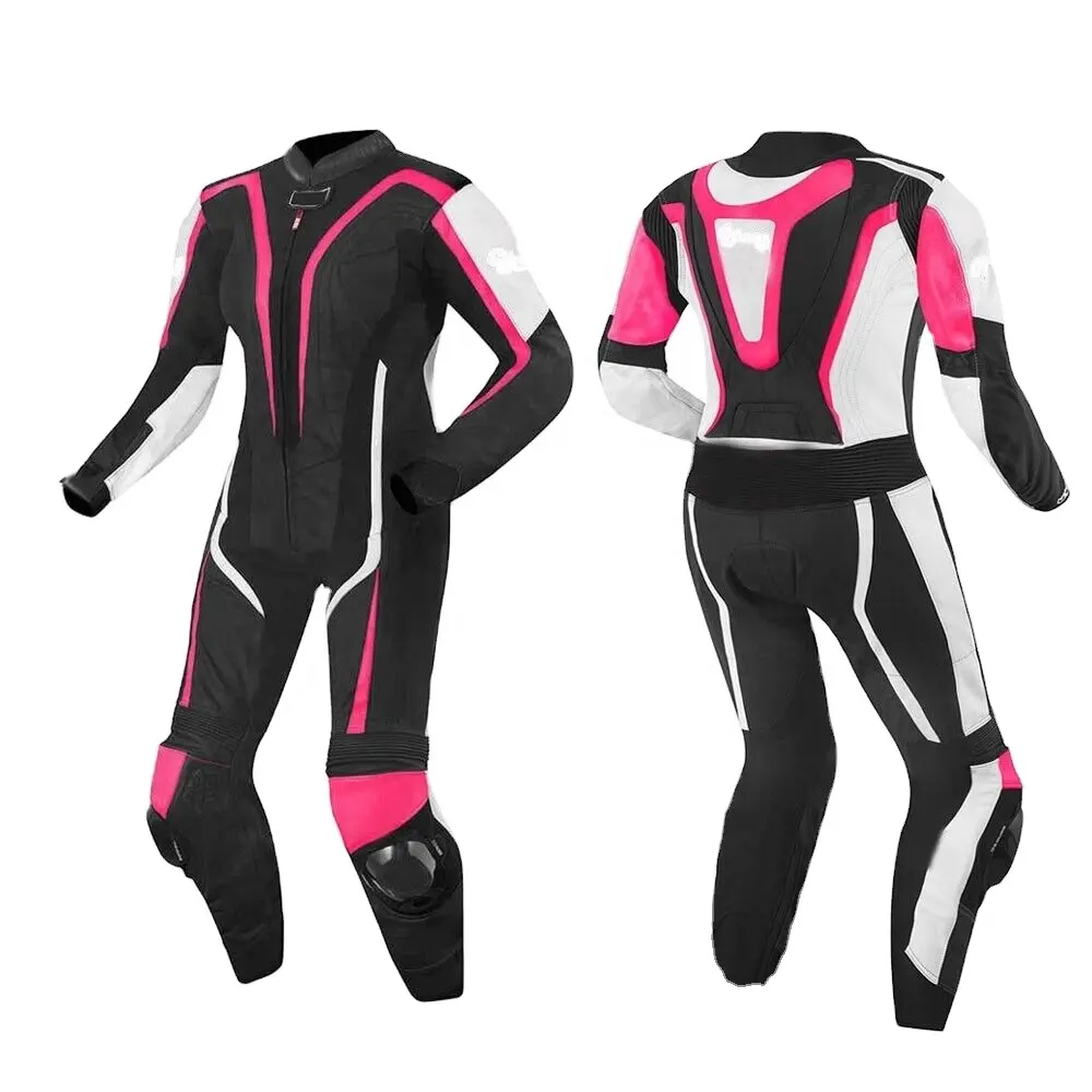 Traje de cuero de vaca para carreras de bicicleta para mujer, traje de carreras para motocicleta con CE, con logotipo personalizado y diseño