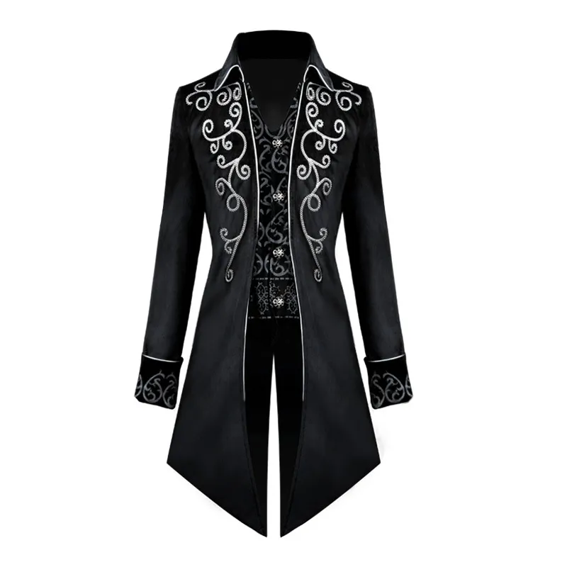 Disfraces de Cosplay de Anime Medieval, ropa de hombre, Chaqueta larga Vintage negra, gabardina gótica Steampunk Punk, ropa de caballero Noble