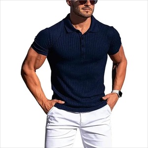 MRMT2024真新しいメンズポロ<span class=keywords><strong>T</strong></span>シャツ男性スポーツトップス用高弾性垂直バースリーブポロシャツスリムフィットニット<span class=keywords><strong>T</strong></span>シャツ