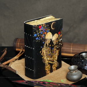 Embrace the mystical and romantic <strong>Book</strong> of Shadows Lovers Journal a handmade leather spell <strong>book</strong> of featuring a skeleton 240 pages - Product Image 4