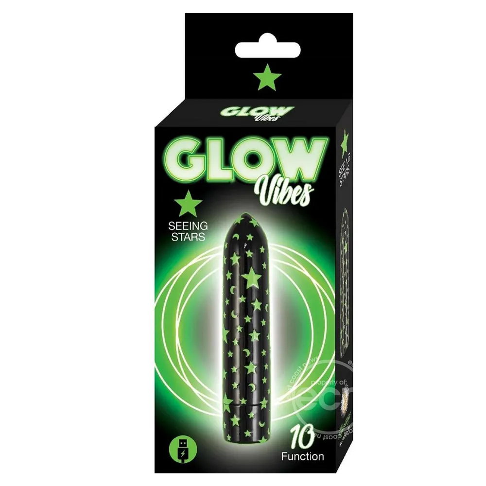 Yüksek kaliteli Glow Vibes yıldızları görüyor şarj edilebilir Glow-in-The-Dark Bullet-siyah/yeşil ABS silikon