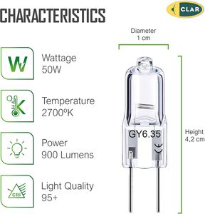Clar-gy6. 35, Bóng Đèn Halogen G4 từ 10W đến 250W 12V, 6V, 24V CL, đèn lưỡng sắc 2 chân cho đèn sân khấu và hệ thống chiếu sáng kỹ thuật - Product Image 5