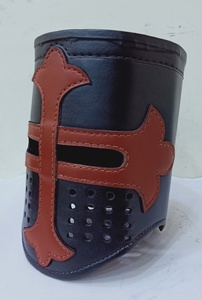 Thời Trung Cổ hiệp sĩ Templar trang phục áo giáp với mũ bảo hiểm Mặt da màu đen & Nâu chéo địa điểm sát thủ thủ công kim loại - Product Image 6