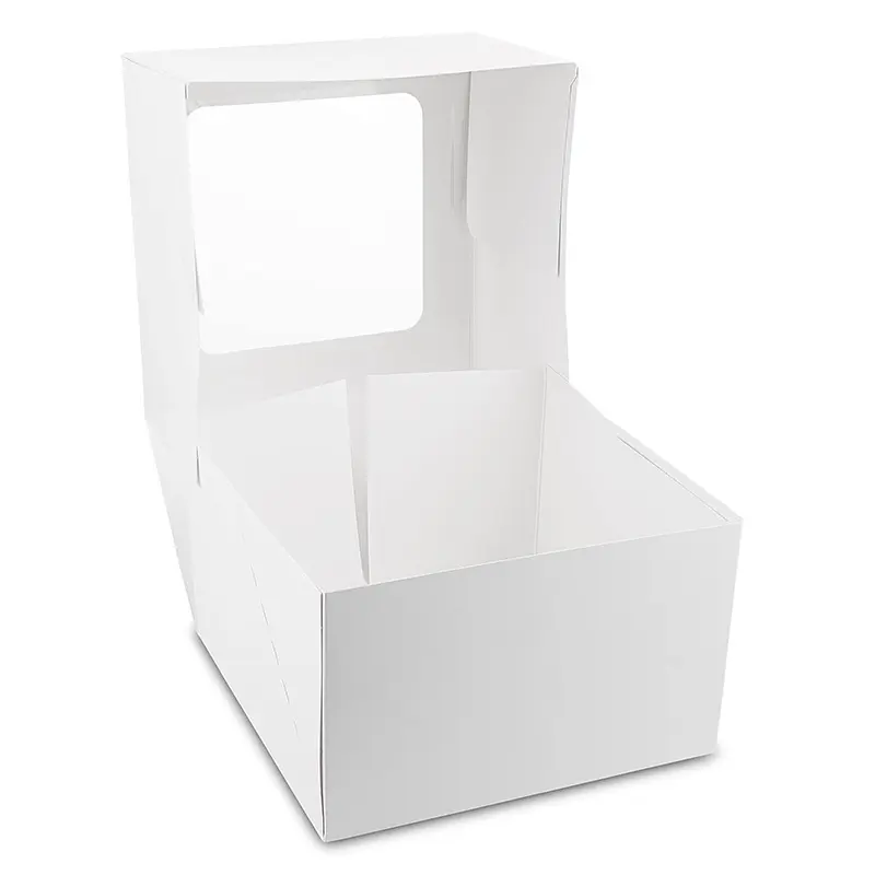 Kraft Pappe Cajas Para Pastell Schöne weiße Bäckerei Cookie Verpackung Transparente klare weiße Kuchen boxen