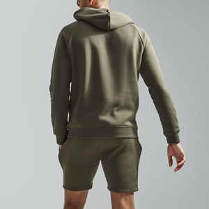 100% pamuklu jarse Slim Fit tam kollu ekip boyun temel güvenlik poli Hoodie Hoodie ve şort takımı - Product Image 2