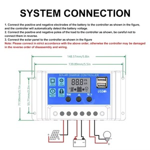 Controlador de carga solar 12V24V 30A/20A/10A Auto LCD Dual USB 5V Salida Panel solar fotovoltaico PV Regulador Descargador de carga - Product Image 6