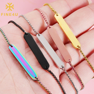 Mới Tùy Chỉnh Cá Nhân Tên Thư Trống Thanh Vòng Đeo Tay Có Thể Điều Chỉnh Chuỗi Hộp Thép Không Gỉ Mạ Vàng Thanh Vòng Đeo Tay - Product Image 2