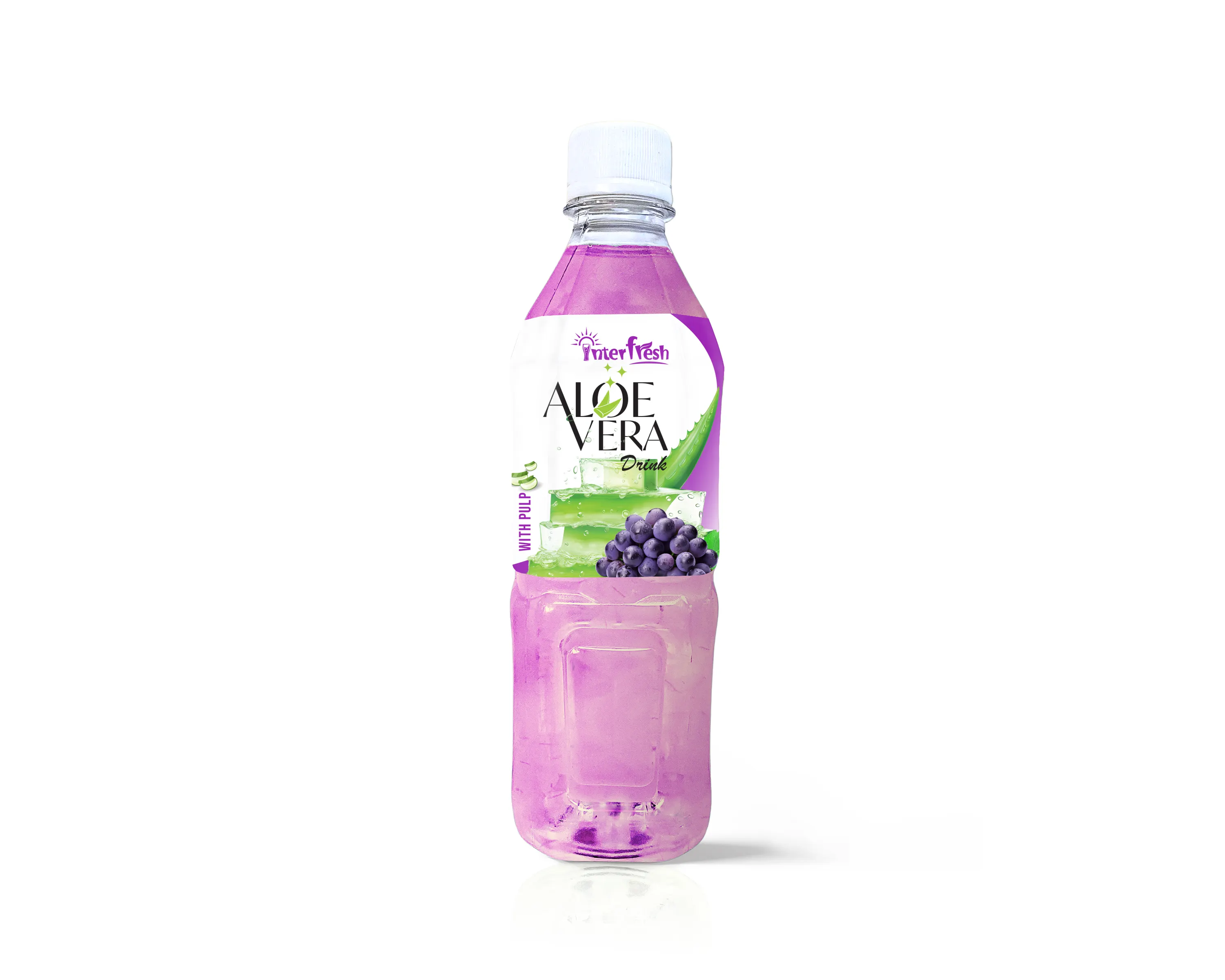 Aloe Vera with Pulp in Pet bottle 500ml Natural healthy Soft Drinks OEM Customize Private Brand Interfresh Factory Vietnam