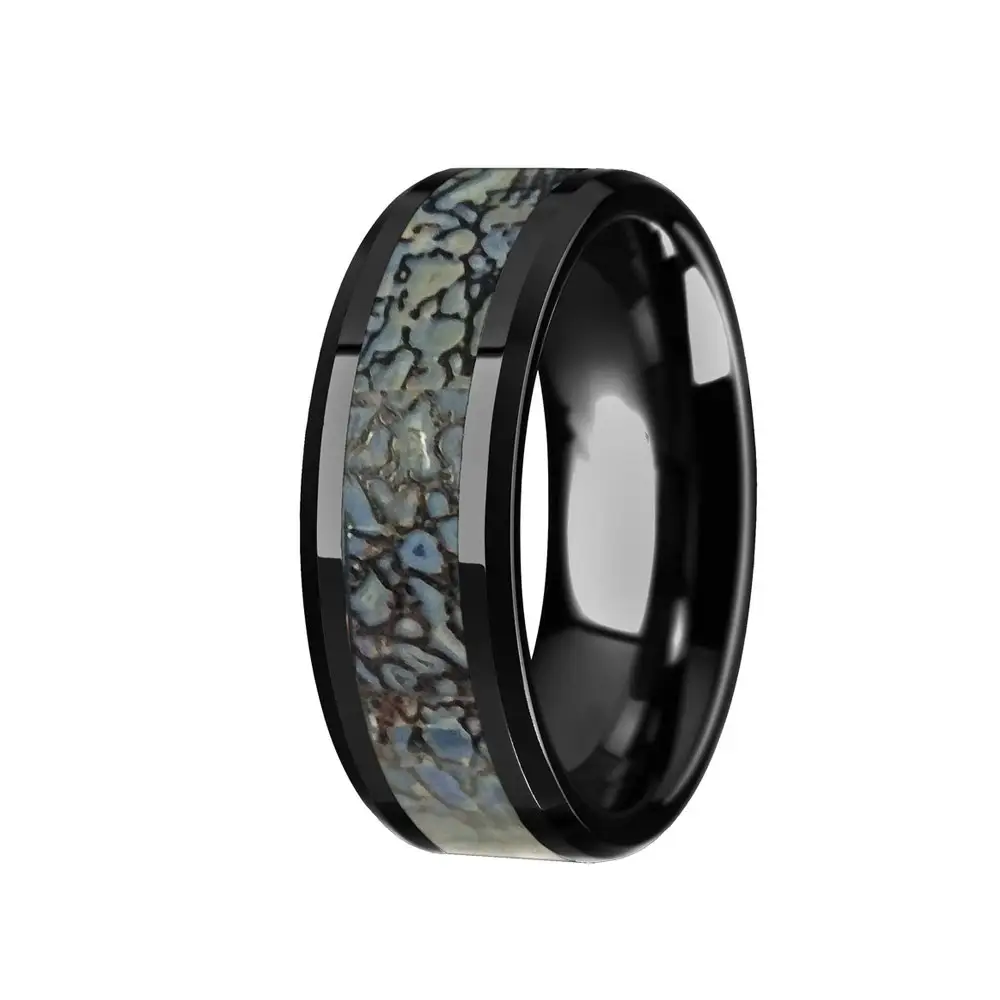 Anello da dito con rubino in pietra preziosa da uomo Punk gotico in acciaio di damasco antico Vintage di alta qualità anello in acciaio inossidabile 316