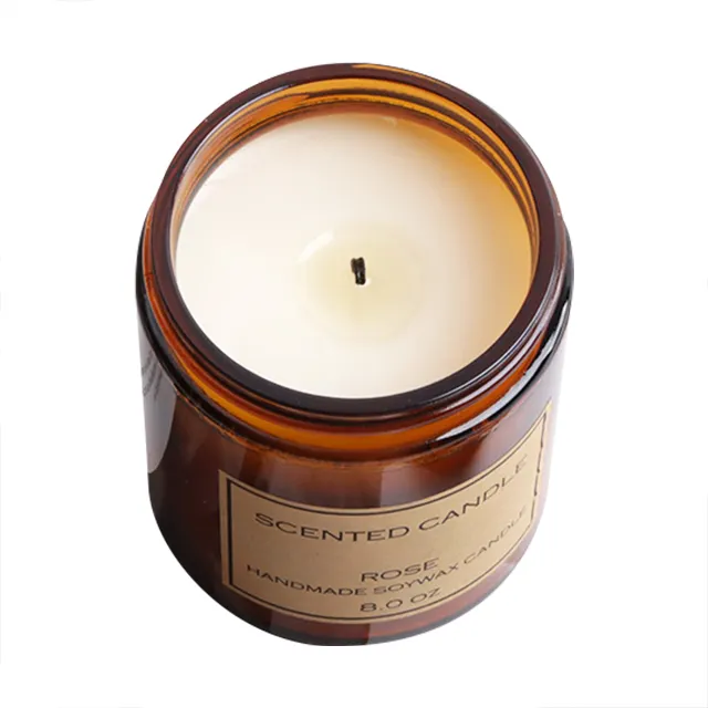 Custom Natural Soy Wax Scented Candle 3.5 OZ 4.5 OZ 5OZ Amber Glass Jar Candles with Private Label
