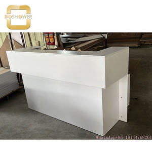 实木前台豪华现代沙龙接待台供应商led灯定制尺寸接待台 - Product Image 6