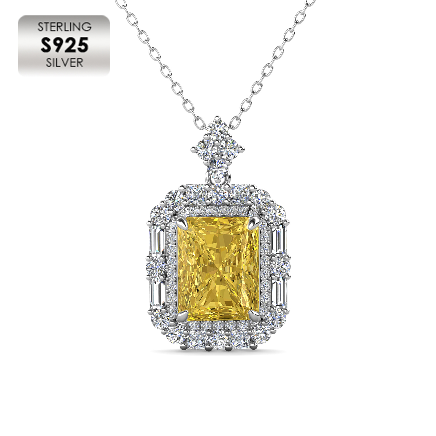 18K Silver Gold Plated Fine Retro Necklace Yellow