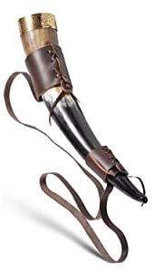 Nordic Drinking <strong>Horn</strong> Gift Set Viking Mead <strong>Cup</strong> with Adjustable Leather Strap &amp; Engraved Medieval Festival Barware Premium Ox <strong>horn</strong> - Product Image 6