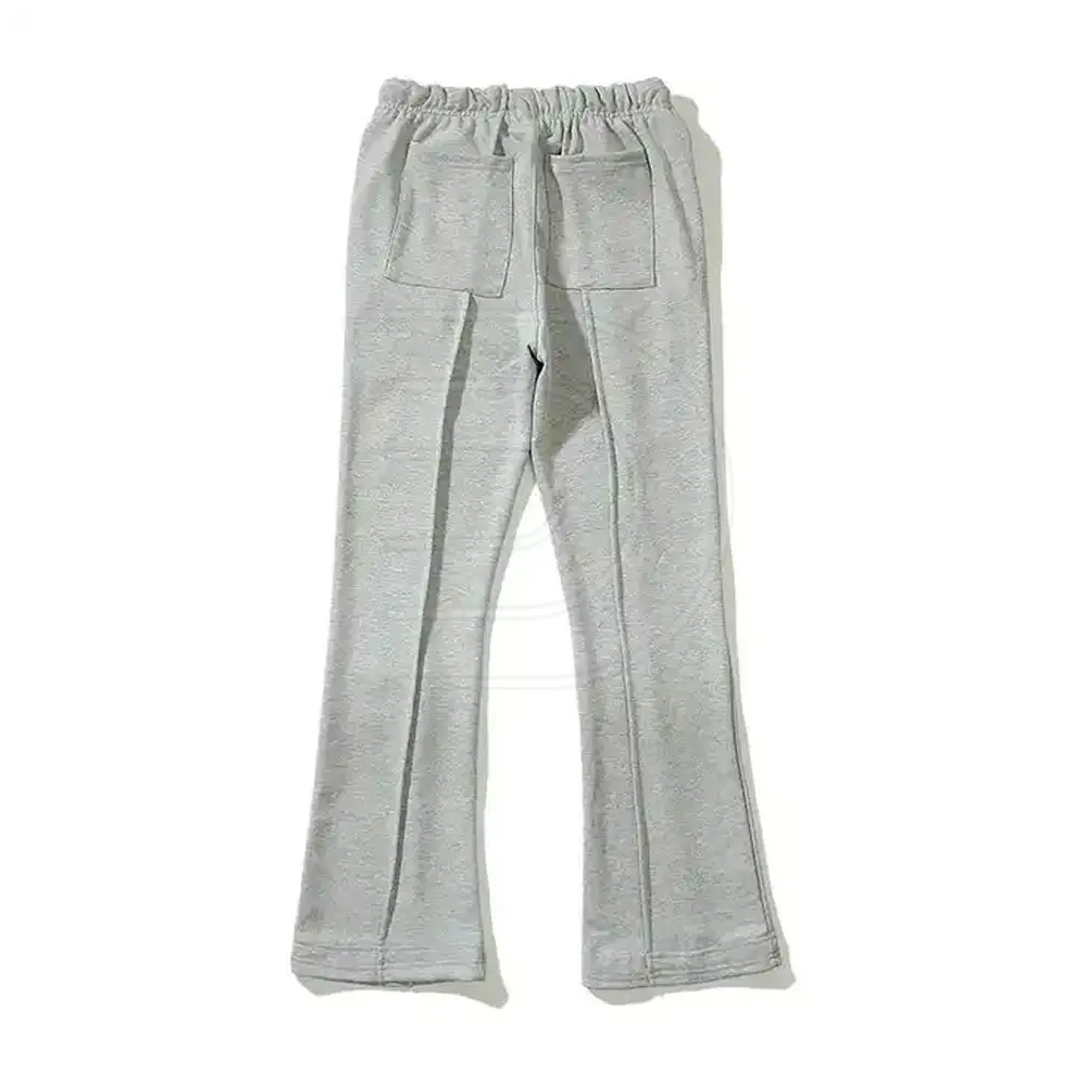 Özel erkekler gevşek yığılmış pantolon Joggers Flare ter pantolon asit yıkama Bootcut alevlendi Sweatpants