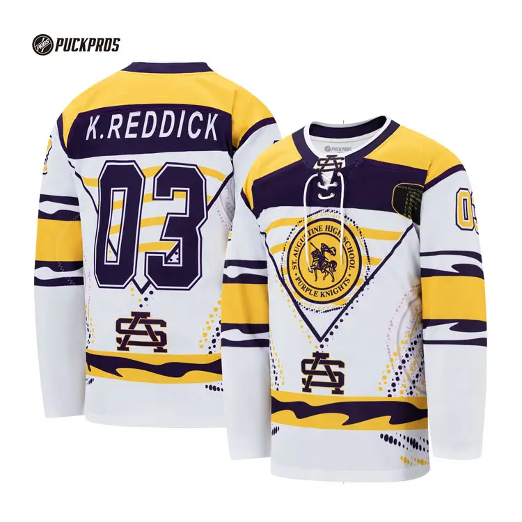 Maillots de hockey réversibles rayures sublimées sergé Logo de l'équipe maillot de hockey broderie personnalisée uniforme pour le hockey sur glace