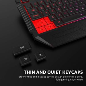 GRAN VENTA Combo de teclado y mouse para computadora gaming, teclados ergonómicos