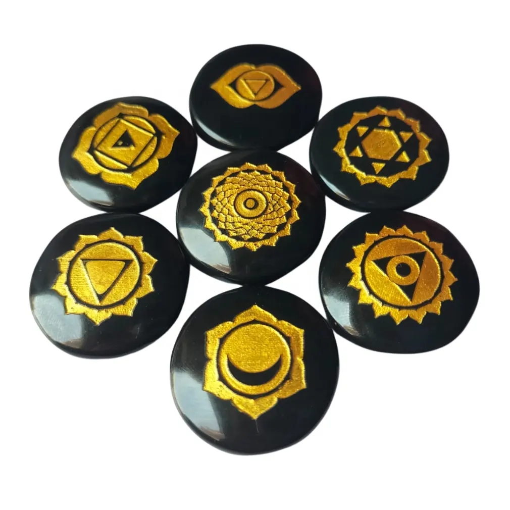 Grabado de cristales curativos de alta calidad, símbolo de Chakra con grabado personalizado, para el equilibrio y la Harmony