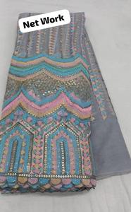 Siyah renk Mono Net kumaş nakış Sari son özel Saree etnik gelin düğün çarpıcı bak Bollywood Trendy - Product Image 5