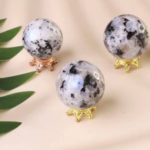 Polished <strong>White</strong> Rainbow Moonstone Sphere Blue Fire Crystal Ball Spiritual Quartz Gemstone for <strong>Jade</strong> Reiki Healing Meditation - Product Image 2