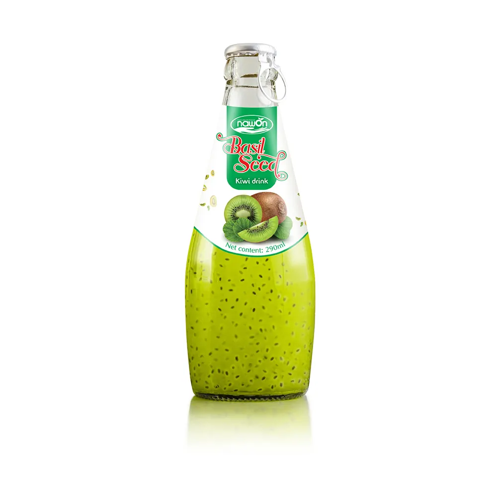 Kiwi suco misturado com quia semente combinar, o rico vitamina c bebida perda de peso corpo em 290ml garrafa de vidro