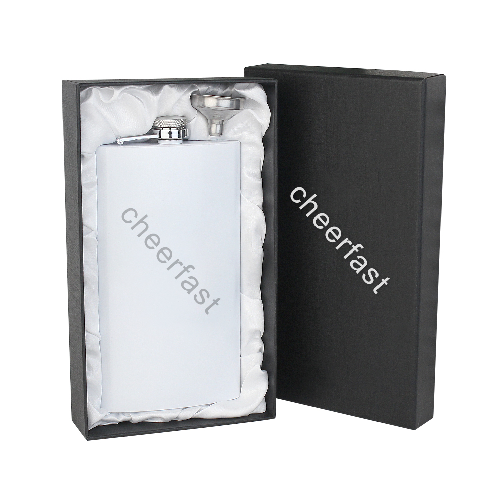 White Hip Flask Gift Set-CF-HF-59