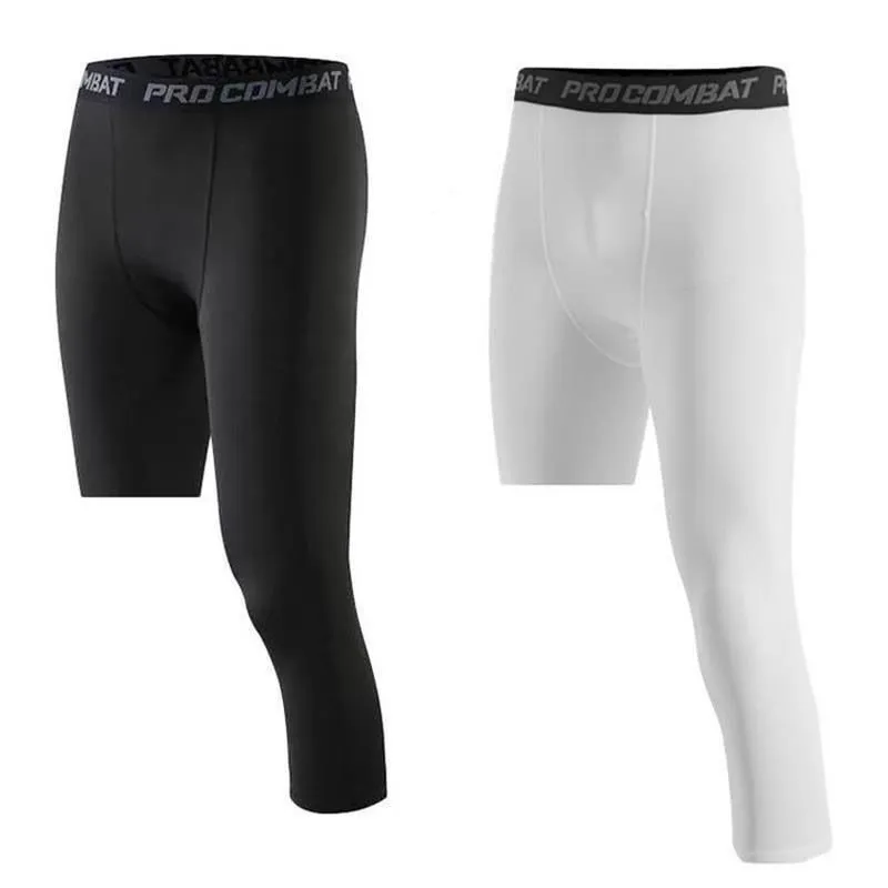 Personalizzi 3/4 da uomo collant a compressione Capri pantaloni a Base di calze sportive da uomo