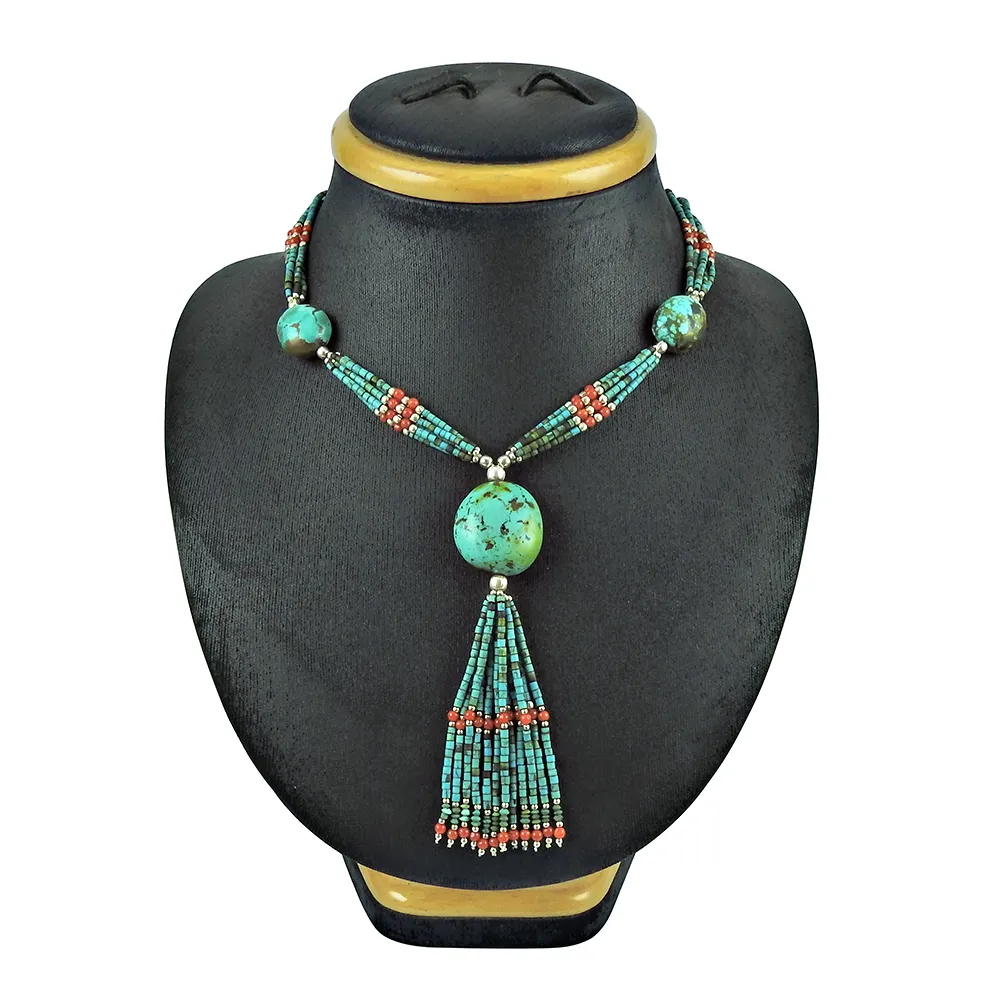 Collar de plata de ley 925 con gemas de estilo hip hop para mujer, colgante de gran calidad con diseño de Coral y turquesa