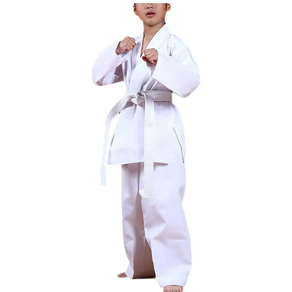 Uniforme de karate artes marciais branco com cinto leve cinto elástico para adultos e crianças