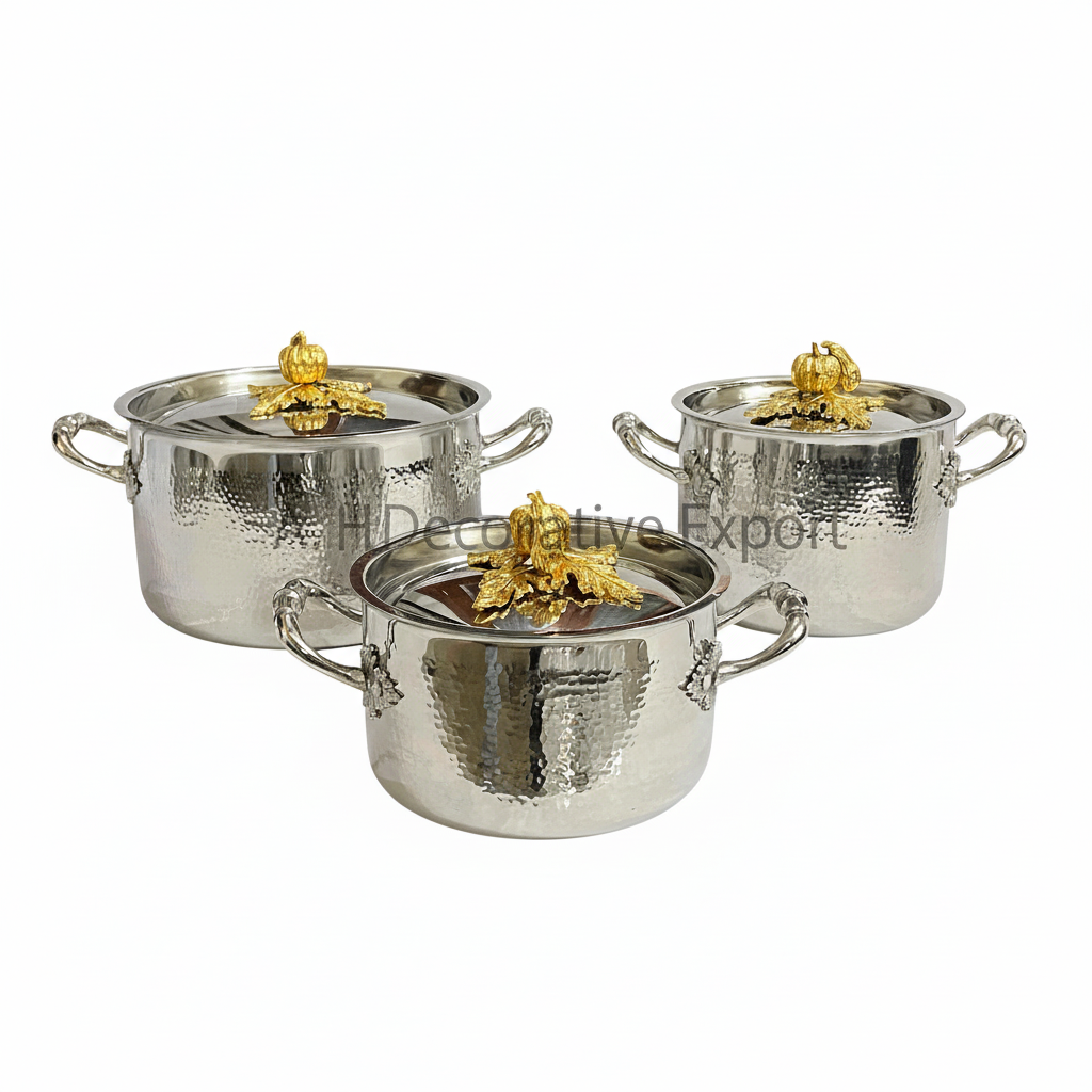 Silver & Gold Pot Set Of 3