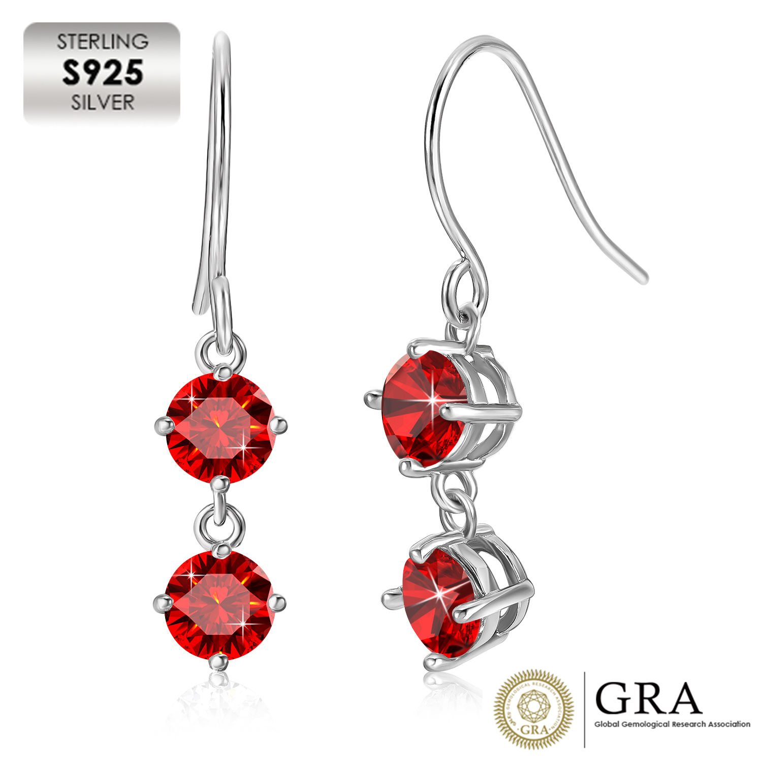 18K White Gold Plated Luxury Earrings ME081-RED