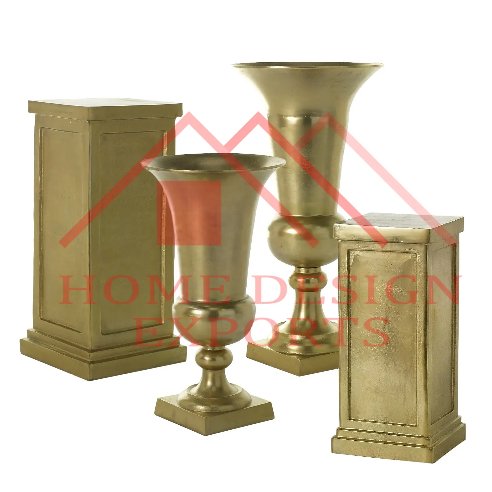 Wedding Floor Centerpieces Gold Urns Planter with Column for Wedding Centerpieces Indoor and Garden Decor Urns Planter Pots Vase