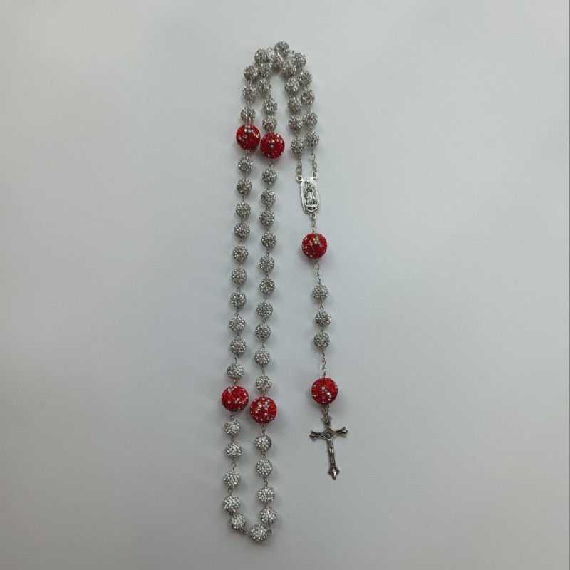 Collana rosario bianco Rosso1