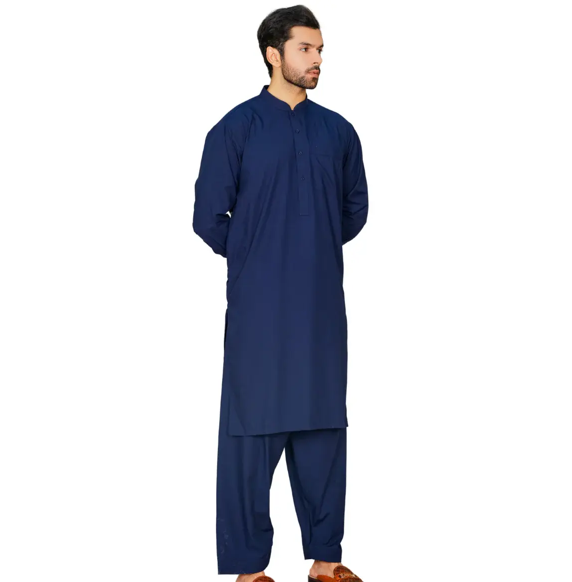 breathable Men's Salwar Kameez Pakistani Gents Kurta Pajama Cotton Fabrics Ready To Wear Muslim Dress Salwar Kameez