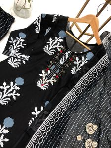 Hazır giyim Reyon nakış etnik Kurti çifti baskılı iş hint ve pakistan Salwar Kameez Suit