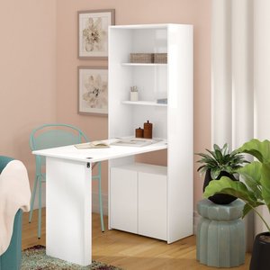 Tavolo da pranzo multifunzione scrivania per Computer convertibile bianca con mobiletto Hutch - Product Image 2