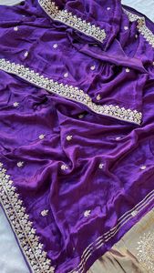 Kırmızı Gajji ipek inci kristal iş <span class=keywords><strong>Sari</strong></span> koşu bluz Partywear Pooja Diwali düğün fonksiyonu Sadi <span class=keywords><strong>Sari</strong></span> hindistan Diwali festivali