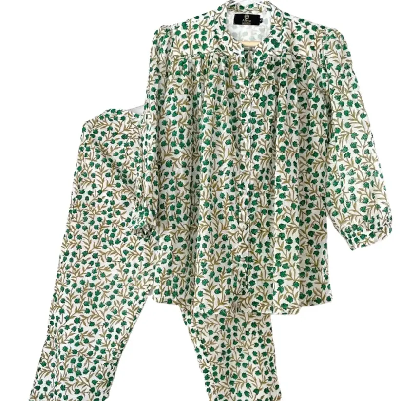Jade Green Co-ord Set Vestido casual para mujer Cuello cerrado Vestido de mujer de algodón de fabricante y exportador indio