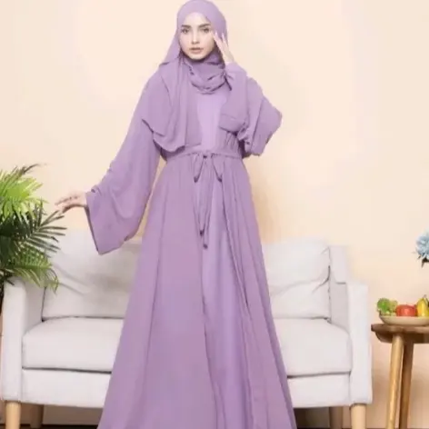 Gaun Muslim lengan kupu-kupu Abaya Kaftan manik-manik Maroko pakaian wanita Arab paling modis gaya Indonesia