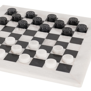 Mermer dama tahtası oyun seti, oniks dama seti, İngilizce taslaklar - Product Image 1