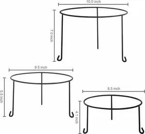 Gutes Design Black Iron Pizza Displayst änder 3er-Set Runde Form Große Größe Holz Verschiedene Größen Dessert und Kuchenst änder