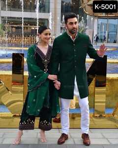 インドとパキスタンのボリウッドスタイルのベルベット素材Salwar Kameezスーツ、スレッドワークとリアルミラーワーク、女性用ペント - Product Image 3